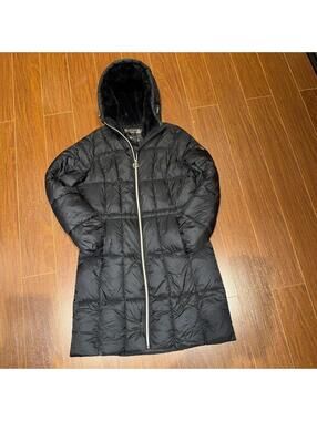 Michael Kors XS Women's Black Hooded Long Puffer Coat